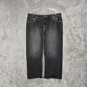 HM Womens Dark Wash Denim Maxi Skirt Front Slit Cotton Size 18 Grunge Y2K Edgy